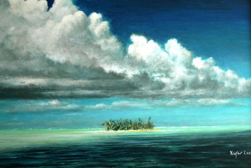 Seib-2010-Kunst-20-Kugler.jpg - Motu, Bora Bora, Werner Kugler, Cologne 2005, oil on canvas, w 49 × h 32 (Photo by Roland Seib)